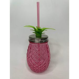 Slant Collections Pink Pineapple Mason Jar Glass